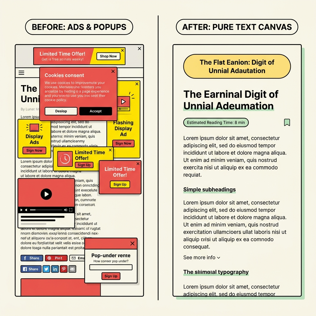 Distraction-Free Decluttered Article Reader View